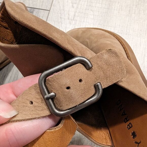 Lucky Brand Womens Farryn Low Heel Slingback Booties Size 8 M Tan leather Nubuck - Picture 10 of 12